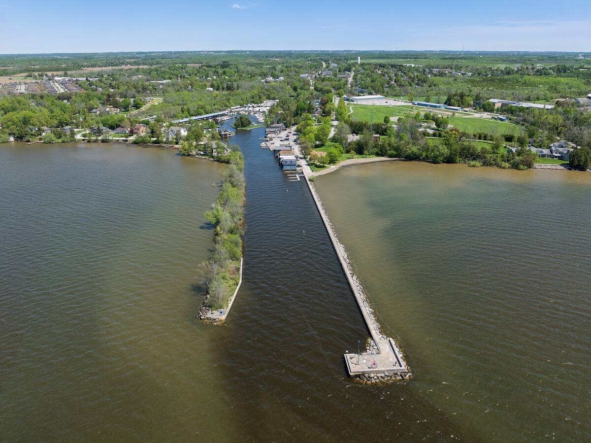 Beaverton harbour and marina from above
